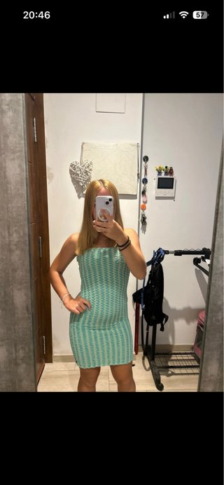Vestido Brownie verde y azul