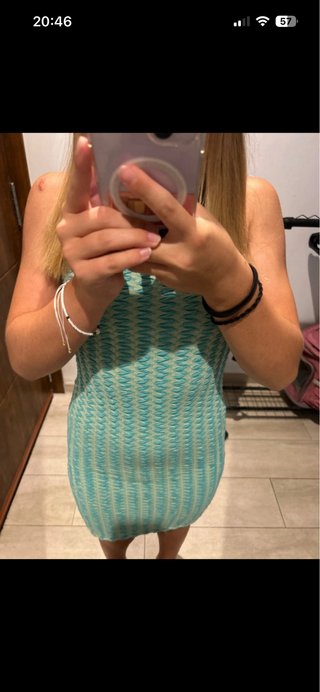 Vestido Brownie verde y azul