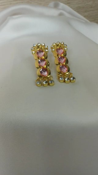 Pendientes Aro Deco Semáforo Cubanita Chapado Oro