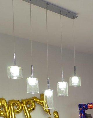 Lámpara Colgante Moderna 5 Luces Cristal