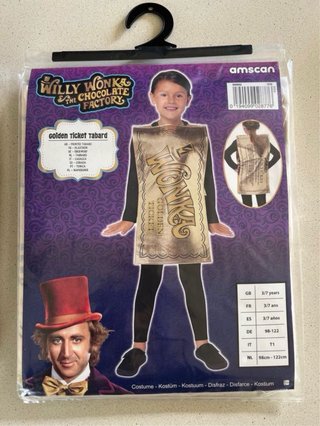 Disfraz Willy Wonka Ticket Dorado