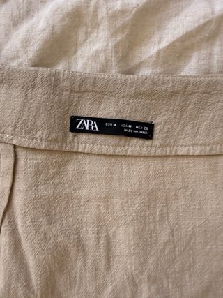Falda Zara tipo pareo beige en lino