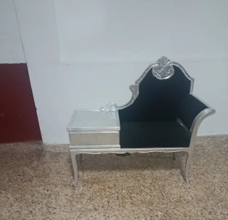 Diván Telefonera Vintage Plata y Negro