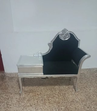 Diván Telefonera Vintage Plata y Negro