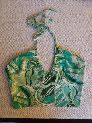 Top halter verde y multicolor
