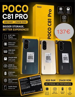 Poco C81 Pro 4GB RAM 256GB Oro