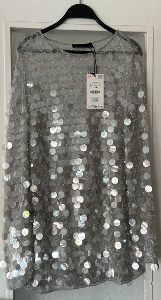 Vestido lentejuelas Zara Talla L