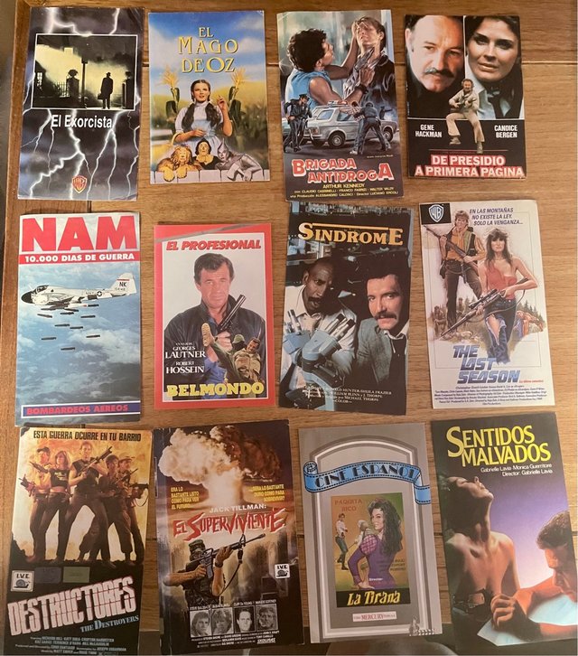Lote 12 Carátulas VHS Videoclub Años 80