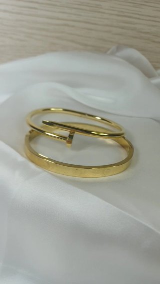 Conjunto Brazaletes Chapado Oro 18k Vintage Love