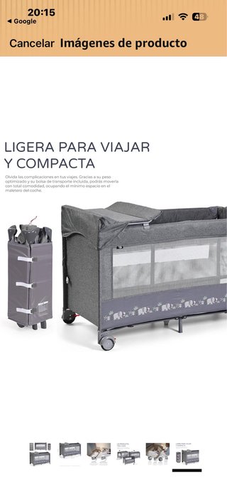 Cuna de colecho de viaje gris oscuro