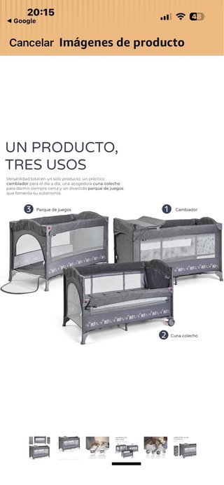 Cuna de colecho de viaje gris oscuro