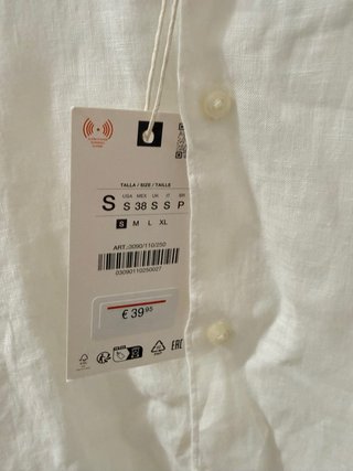 Camisa Lino Blanca Zara  Hombre