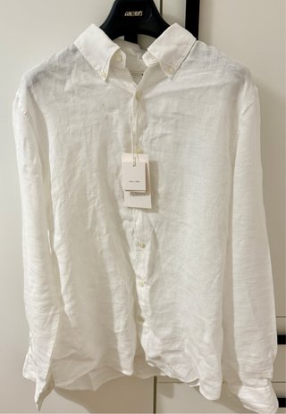 Camisa Lino Blanca Zara  Hombre