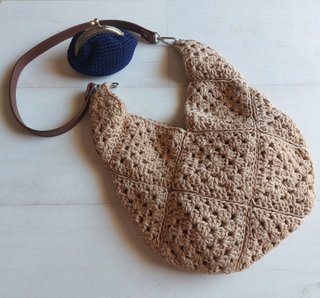 Monedero crochet vintage azul