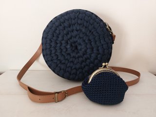 Monedero crochet vintage azul