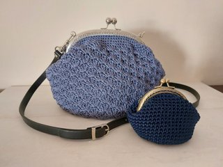 Monedero crochet vintage azul