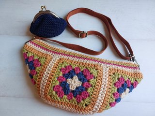 Monedero crochet vintage azul
