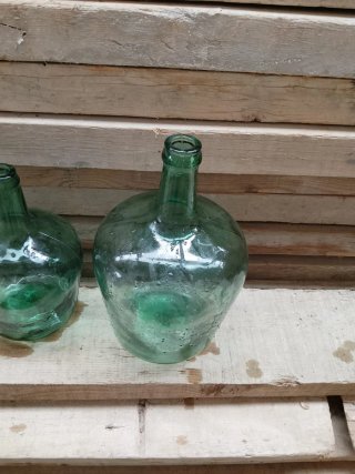 5 Antiche Bottiglie Damajuana Verdi