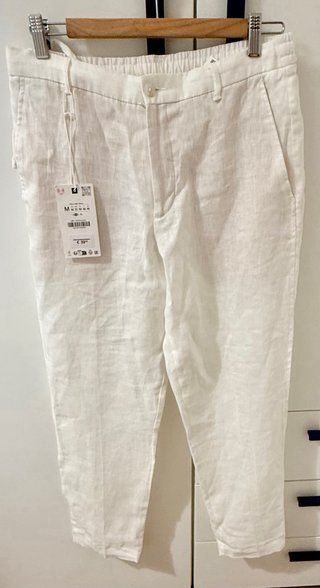 Pantalón Lino Hombre Blanco