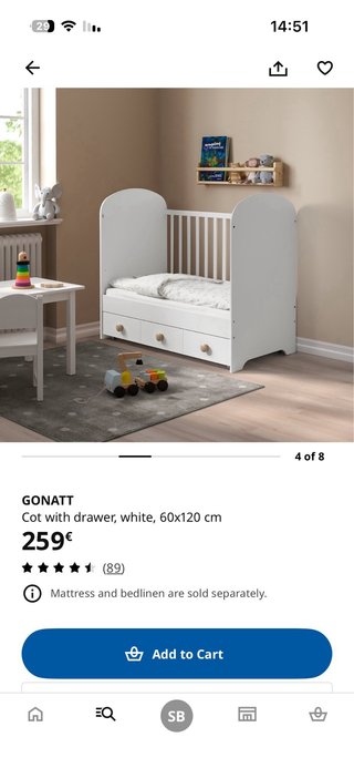Cuna GONATT blanca 60x120 cm