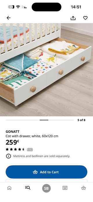 Cuna GONATT blanca 60x120 cm