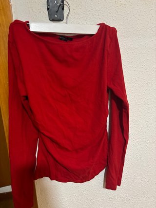 Blusa roja manga larga drapeada
