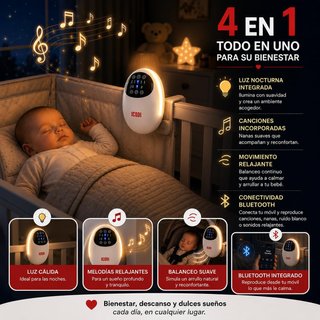 Mecedora Bebe Eléctrica BT,Luz LED, Ruido blanco..