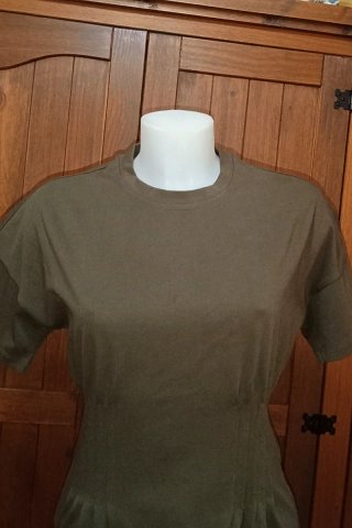 Massimo Dutti Camiseta Pliegues Verde Oliva