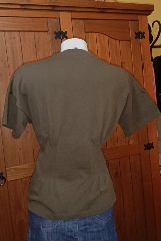Massimo Dutti Camiseta Pliegues Verde Oliva