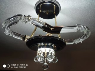 Lámpara de techo de cristal dorada