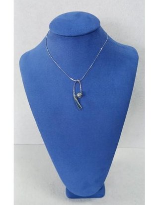 Colgante majorica con cadena perla 10mm gris clave al sol Plata