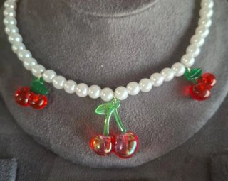 Set Bijoux Fantasia Ciliegie Bianche Rosse