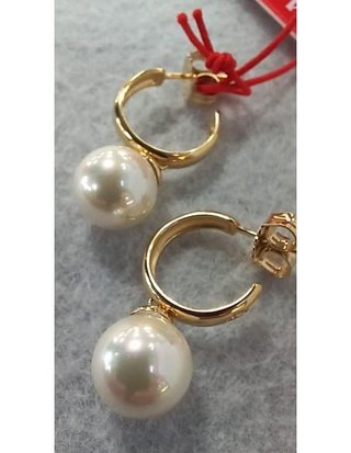 Pendientes majorica aro 10mm dorado chara Dorado