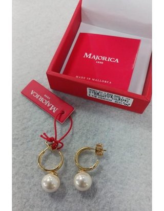 Pendientes majorica aro 10mm dorado chara Dorado