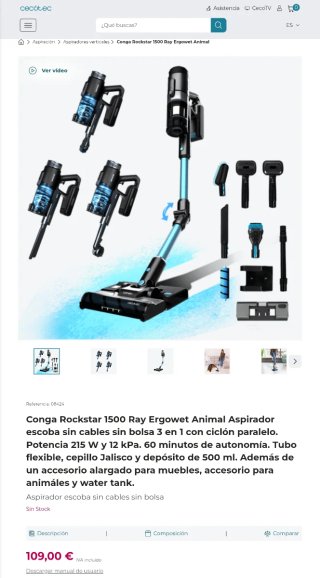 Aspiradora Conga Rockstar 1500 Ray Ergowet Animal