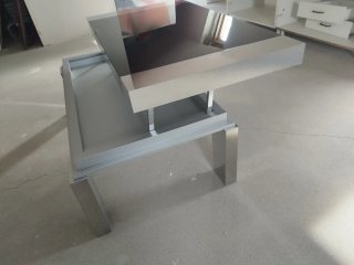 Mesa de centro cristal negro y acero