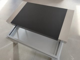 Mesa de centro cristal negro y acero