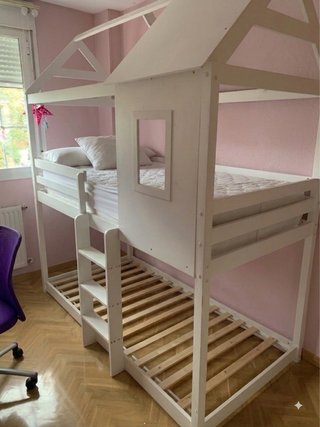 Cama casa litera blanca