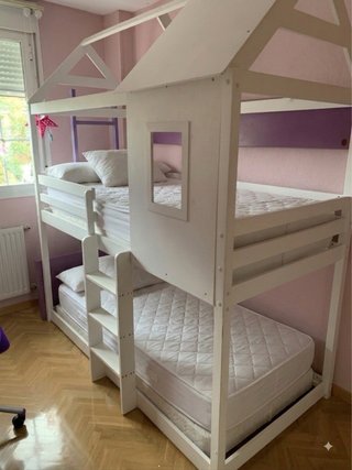 Cama casa litera blanca