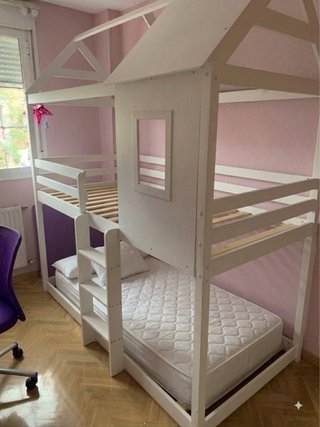 Cama casa litera blanca