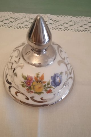 Jarrón Tibor Porcelana Flores Plata