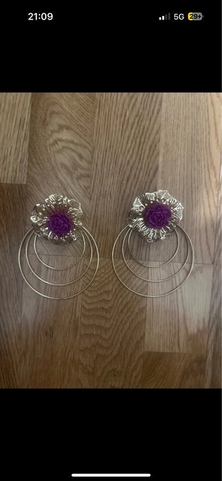 Pendientes flamenca gitana dorados y morados