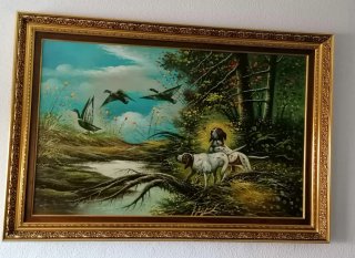 Cuadro Salón Motivos Campestres Perros y Patos