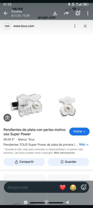 Pendientes Tous Perla Plata