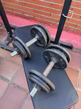 Banco de pesas y soportes para gimnasio