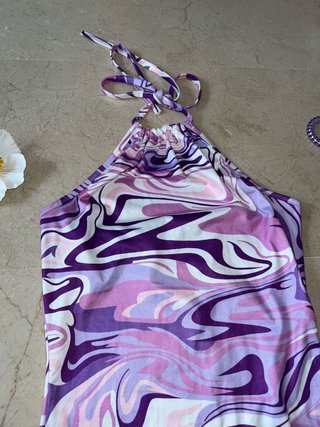 Vestido halter estampado multicolor