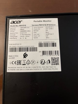 Monitor Portátil Acer PM1610 FHD 16