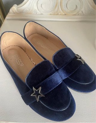 Zapatos niña Bass azul terciopelo estrella