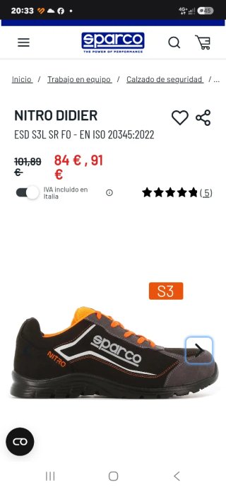Zapatillas Sparco Nitro Negras y Naranjas