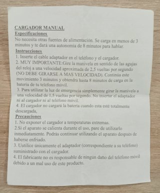 CARGADOR DINAMO VINTAGE MARCA.